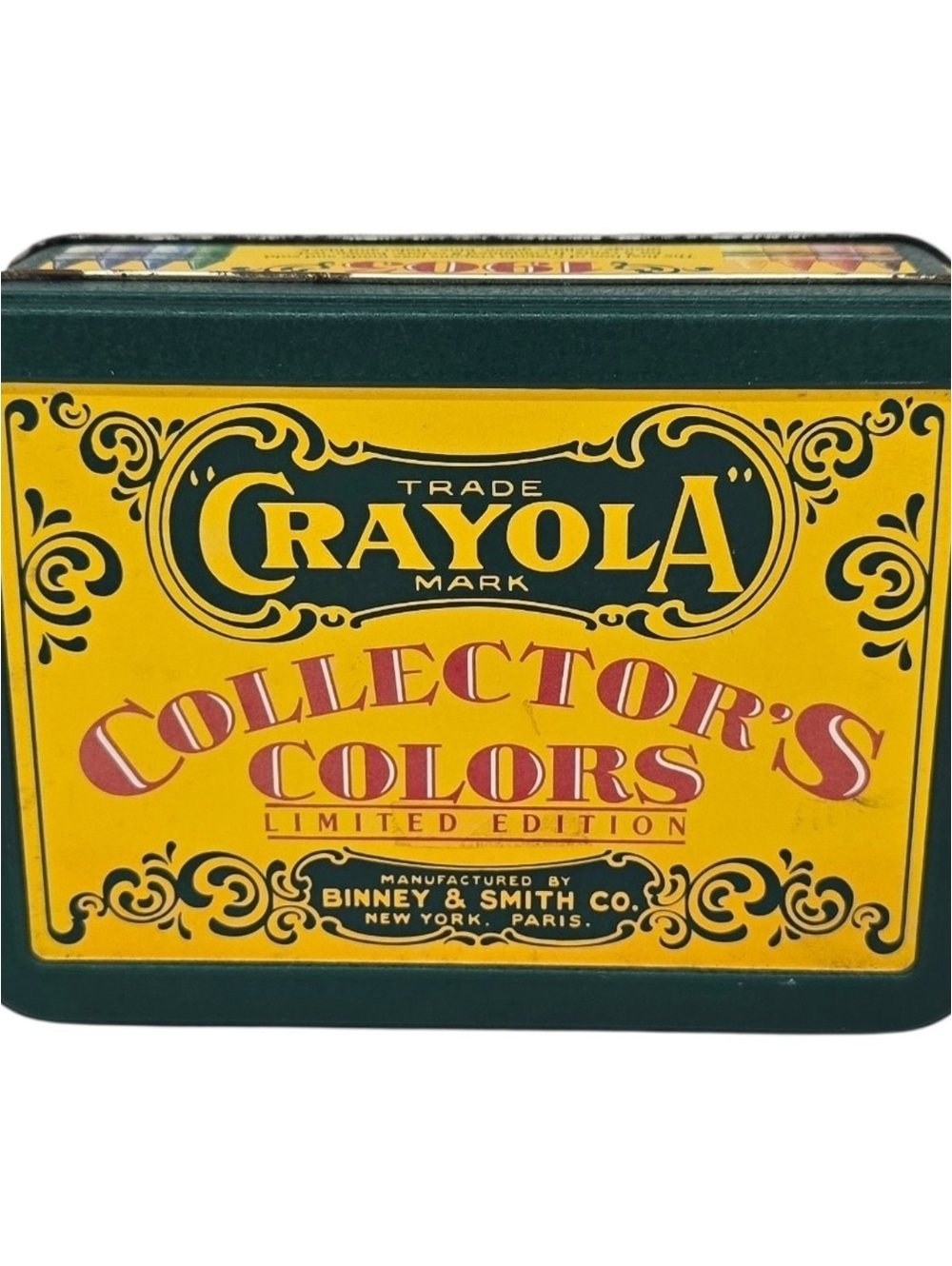 Crayola Collector's Colors Tin - Yellow & Green Tin Only